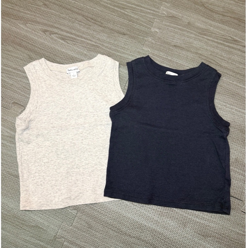 Splendid Girls Tank Top Set 2-Pack Navy Blue & Heather Grey Size 7 Sleeveless